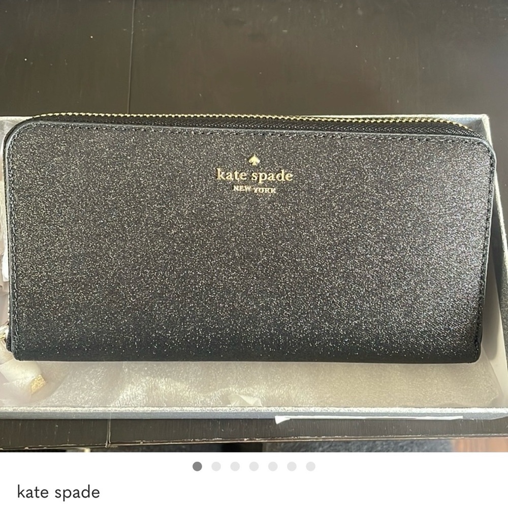 Kate Spade Shimmy Glitter Large Continental Wallet – Black (Discontinued)